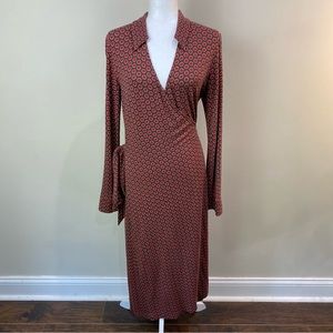 Boden Women’s Red Polka Dot Long Sleeve Wrap Dress size 12L